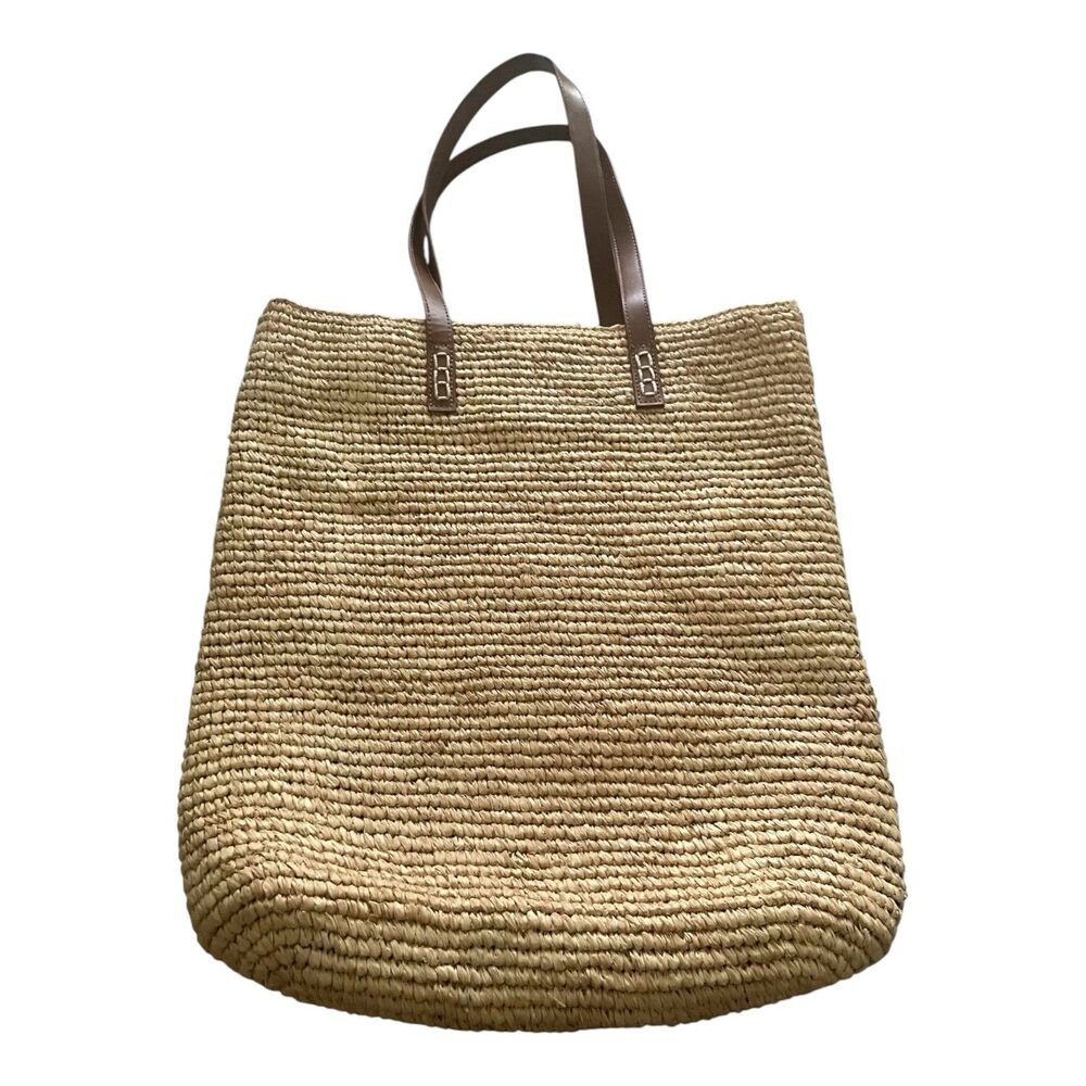 Large Tommy Bahama Woven Straw Rattan Bucket Beach Pool Tote Bag Resort Summer - Picture 3 of 10